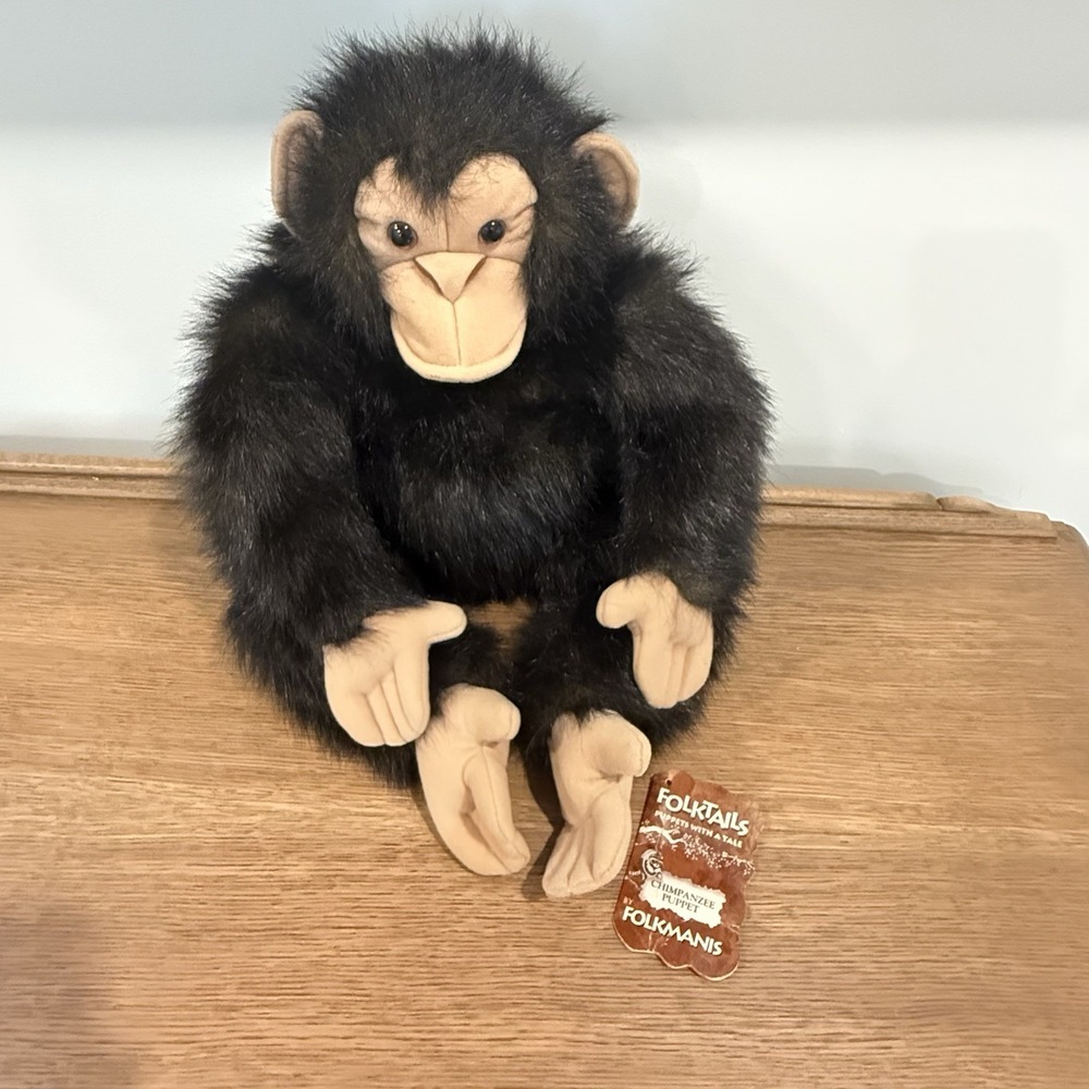 Folkmanis Fuzzy Baby Chimp Hand Puppet 21" Plush Ape Monkey Stuffed Animal Toy